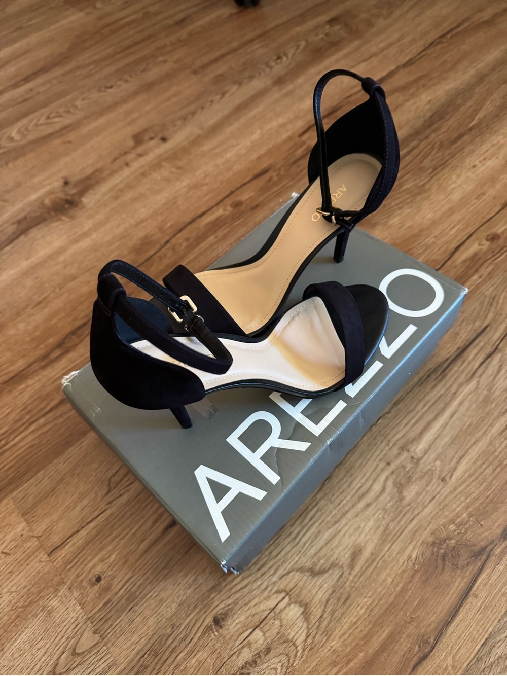 Arezzo Isabelli Ankle Strap Sandal - Black Suede - Women's Size 8 - Picture 11 of 16
